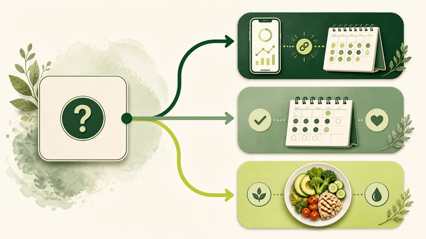 An illustrated decision path connects a tracking need with an appropriate app category