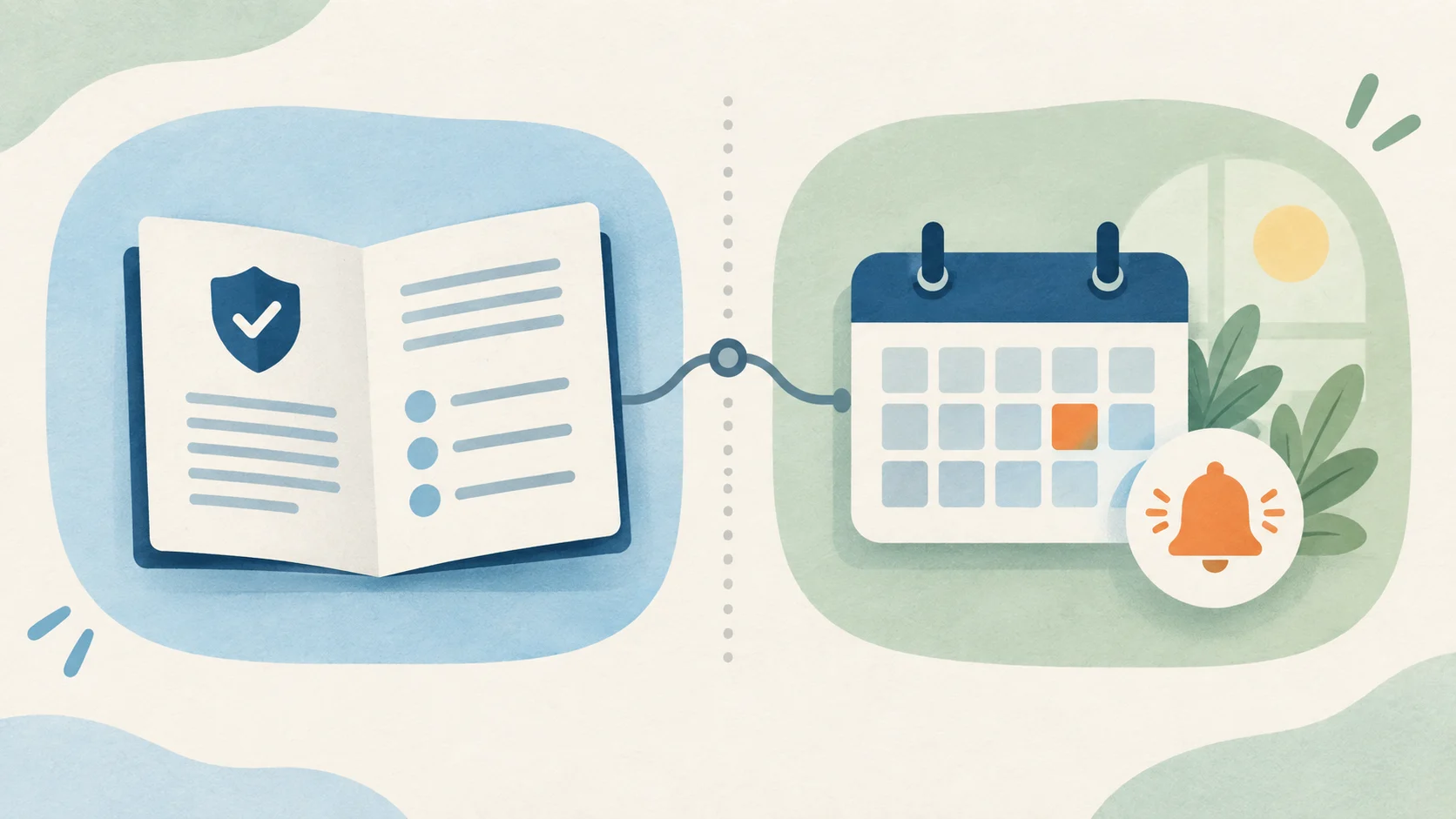 Weekly timing framework with a calendar, reminder cue, confirmed date, and open question